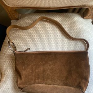 Caramel suede Furla hobo handbag